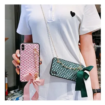 

Free Tracking Bling bracelet necklace Bow heart cover For Samsung galaxy S7 edge S7edge S8 S9 Plus S8plus S9plus phone case