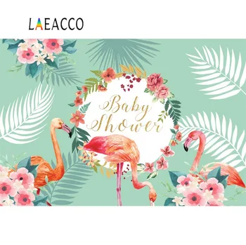 

Laeacco Pink Red Flamingo Birthday Party Tropical Palms Tree Leaves Baby Photocall Poster Photo Background Photography Backdrops
