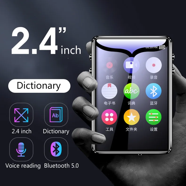 Bluetooth MP3 плеер 16 ГБ Полный сенсорный Экран 2 4 дюймов Шум шумоподавления Walkman стерео