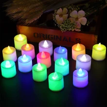 Luz de vela LED RGB sin llama para decoración del hogar, luces románticas para fiesta, boda, 7 colores, 12/24/48 Uds.