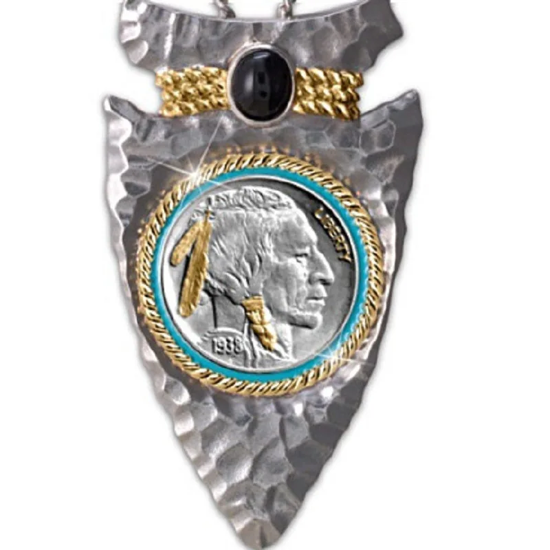 

Classic Indian Chieftain Stainless steel Men's Necklace Pendant Motorcycle party steampunk Viking Necklace for Men Jewelry