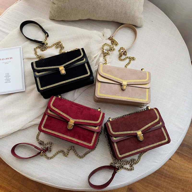 

Puimentiua Rivet Chain Small Crossbody Bags For Women Fashion Shoulder Bags Messenger Bag Lady Luxury Handbags and Purses 2020