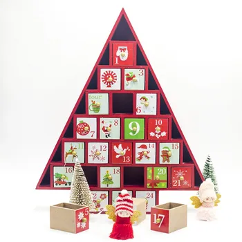 

Christmas Decorations Wooden Christmas Countdown Calendar Ornaments Colorful Christmas Tree Gift Boxes