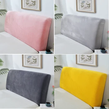 

Nordic Velvet Solid Color Bed Cover Full Enclosed Elastic Dust-proof Bed Head Cover/ Protective Cover