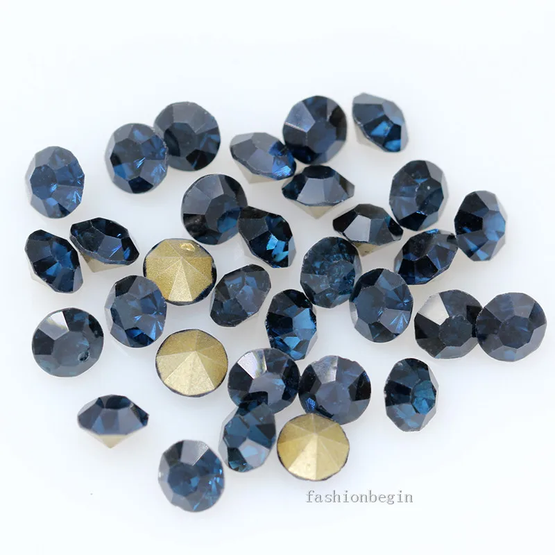 Montana 144/1440p ss19 круглый цвет с заостренным фольгированным дном назад Чешский кристалл дизайн ногтей Стразы Драгоценности ремонт одежды стекло шатон СТРАЗА камень - Цвет: Montana