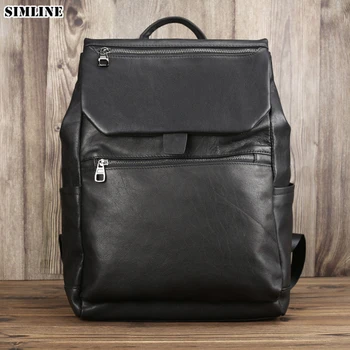 

2019 Genuine Leather Backpack For Men Male Vintage Travel Backpacks Shoulder Laptop Bag Student School Bags Handbag Rucksack Man
