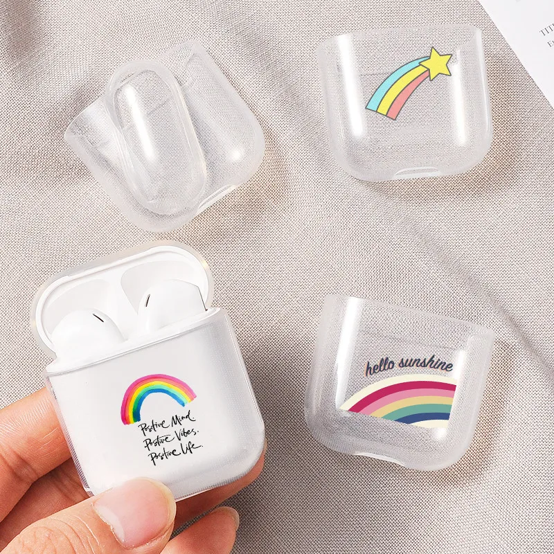 Милый Чехол Air Pods для Apple airpods Жесткий ПК чехол роскошный мультяшный Радужный