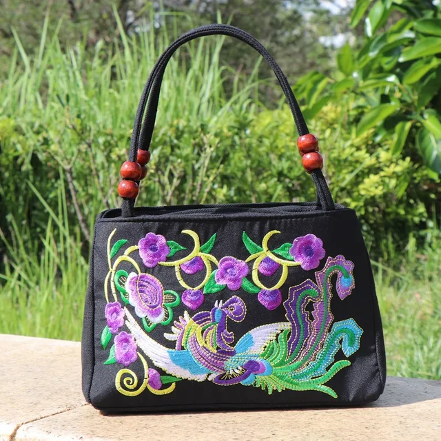 New Fashion Embroidery Women Small handbags National Floral Embroidered Lady Top-handle bags Single-layer Beading Falp Carrier 3