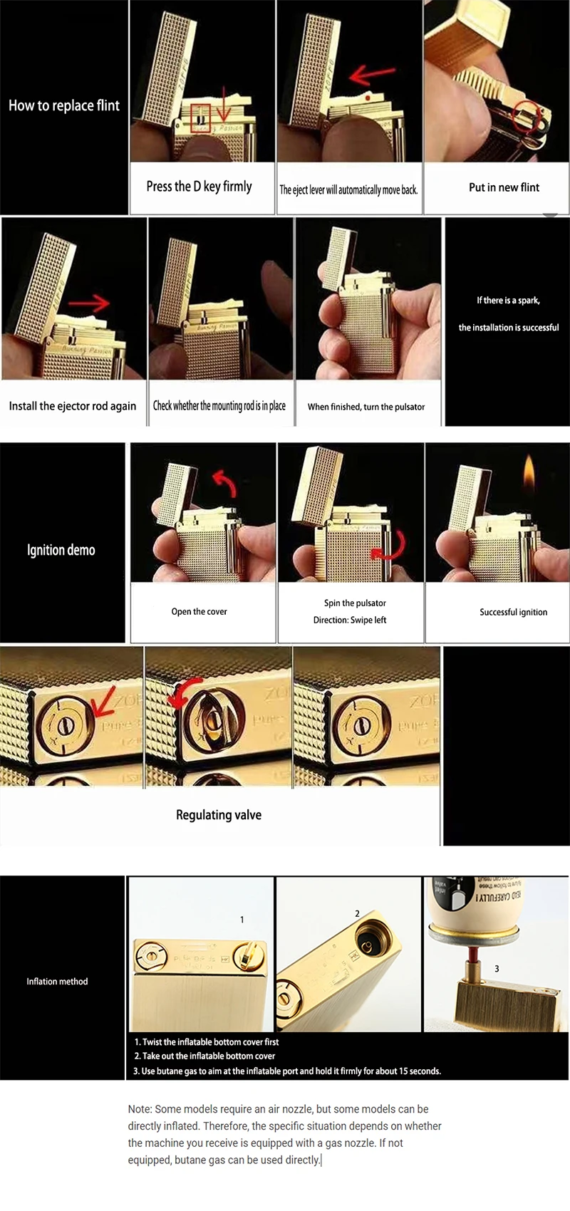 100% brand new made in China retro original DuPont bright sound lighter windproof lighter electronic lighter