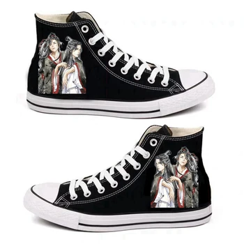 

Black Unisex Anime Cosplay Mo Dao Zu shi Cartoon Cosplay Canvas Shoes Men Women Flats Lovers Caricature Fashion Student Shoes
