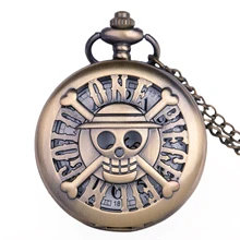 Ретро античный дизайн стимпанк поштучно череп кварцевые карманные часы с цепочкой кулон для подарка Fob часы# TD2007