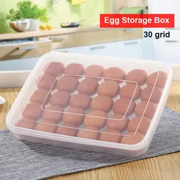 

Plastic Egg Container Egg Storage Box Egg Organizer Crisper Space Saver Organization 30 Grid High-Capacity Kitchen Tool
