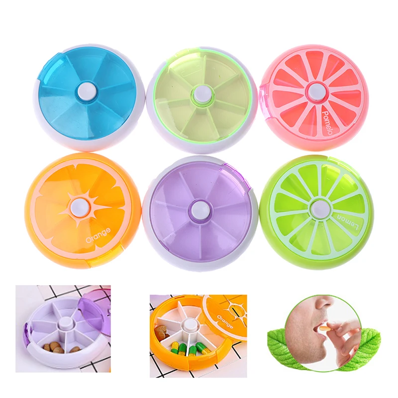 Outdoor Round Medicine Box 7-Day Rotating Pill Cases Tablet Dispenser Storage Container Travel Weekly Plastic Pill Box Splitters