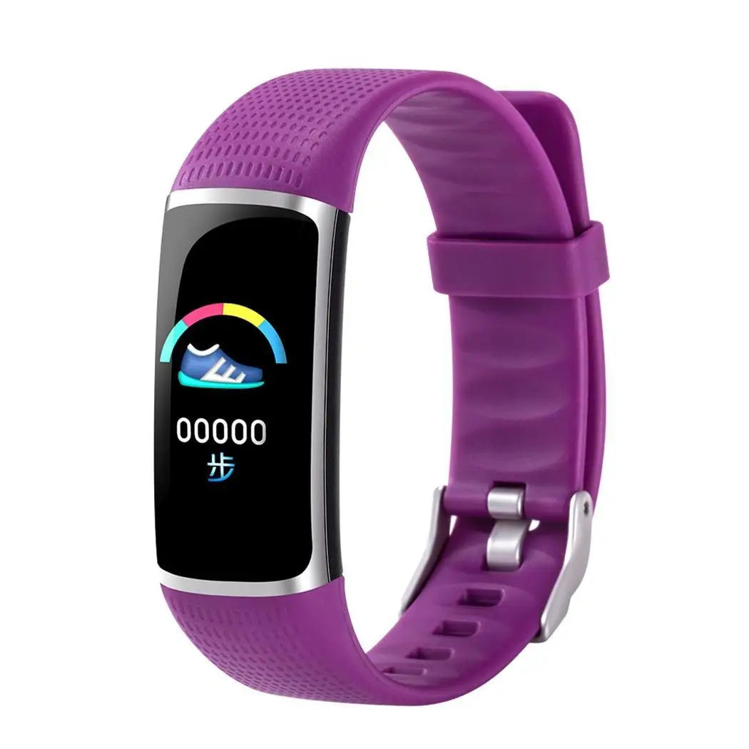 Smart Blood Pressure Measuring Heart Rate Pedometer Waterproof Running Step Counter Wrist Watch Fitness Tracker Pedometer - Цвет: purple