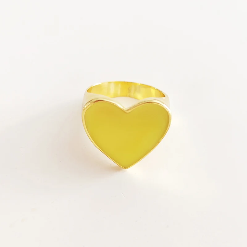 Yellow Новые поступления должны иметь Винтаж золото Цвет красное сердце кольца для Для женщин в минималистском стиле Вечерние кольца костяшки Размеры 7 - Цвет основного камня: Yellow