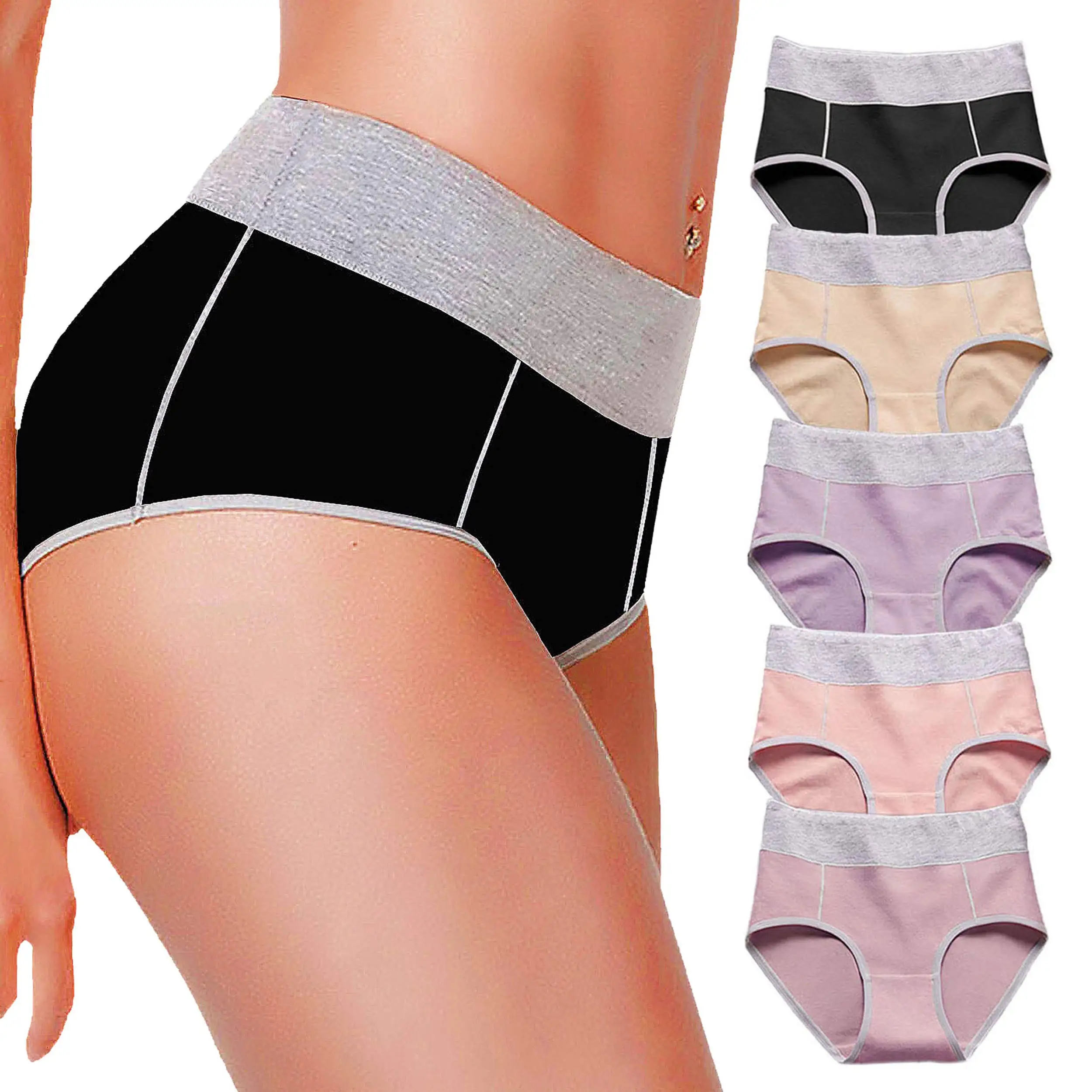 Women's Soft Cotton Underwear Panties,Mid-High Waist Comfortable Breathable Hipster Briefs