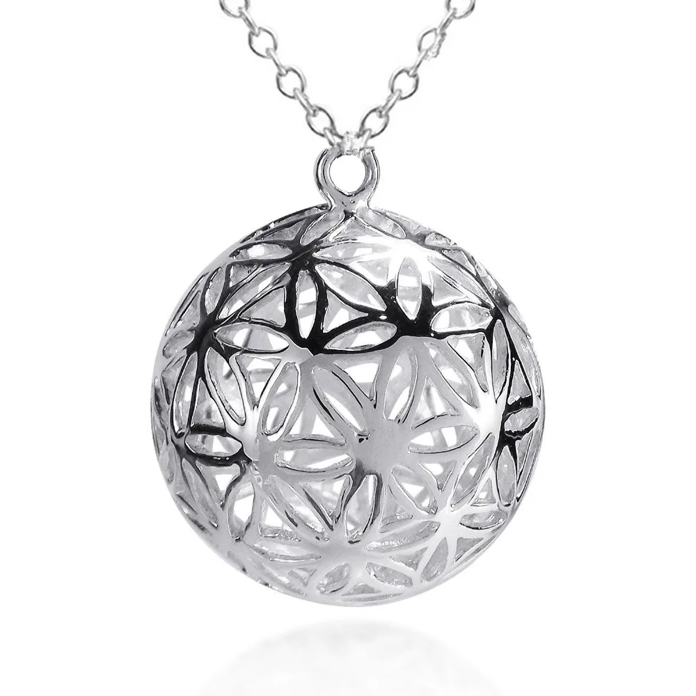 Новая мода цветок жизни Каббала 3D шар медальон в форме ракушки 4 фото медальон в форме сердца кулон ожерелье ювелирные изделия подарок - Окраска металла: A