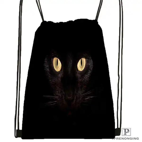 Drawstring Backpack Индивидуальная походная сумка на шнурке с изображением лунного кота, милый рюкзак для детей(черная спинка), 31x40 см#180612-03-1 - Цвет: Drawstring Backpack
