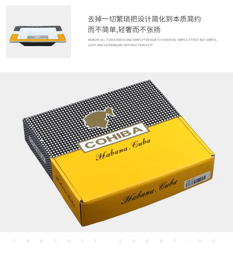 COHIBA керамическая пепельница для сигар Квадратные аксессуары для сигар большой 2 Держатель пепельница с подарочной коробкой