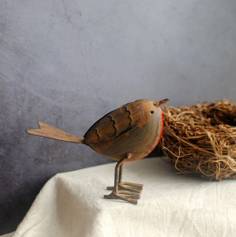 Железная Робин птица сад животное Винтажный сад украшение ретро-отделка
