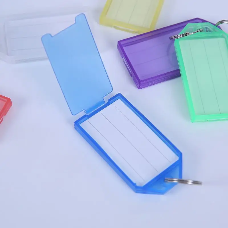 20Pcs Tough Plastic Key Tags with Split Ring Label Window Assorted Colors Random Colors Plastic Key Tags