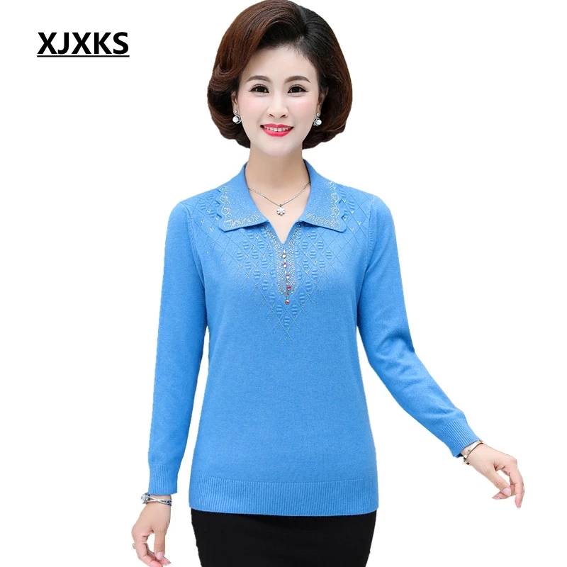 

XJXKS Fall 2019 Women Sweater New Autumn Casual Jumper High Quality Long Sleeve Pullover Knitwear Fashion Sweater Women