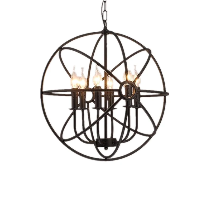 

Industrial Vintage Retro Loft Style Wrought Iron Globe Cage Round Pendant Light Scandinavian luminaire suspendu