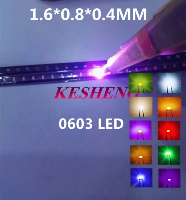 2000 шт. 0603 сверхмощный бисерный LED SMD светильник светодиод синий розовый красный