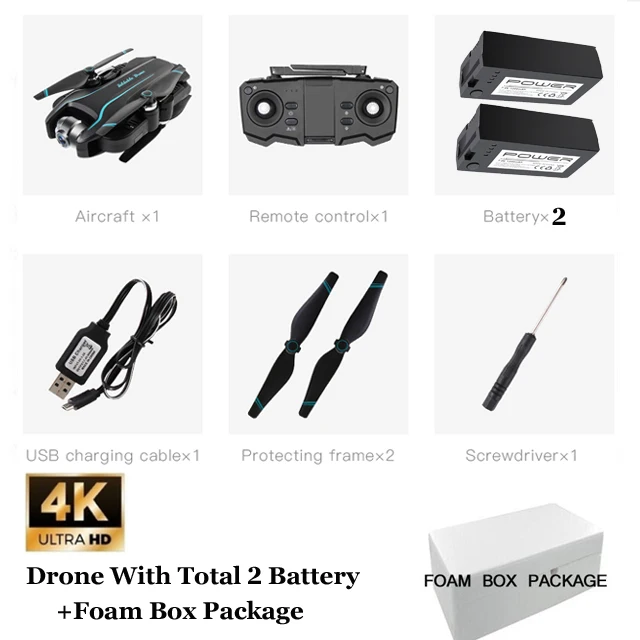 S17 Дрон 4K камера HD 4K wifi FPV Дрон обслуживание высоты RC Квадрокоптер Fxed-point объемный вертолет Дрон камера 1080P Дрон - Цвет: 4KFoambox2battery