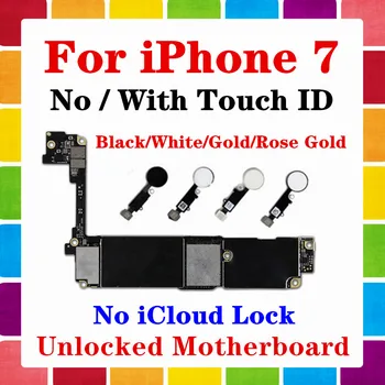 

For iPhone 7 Motherboard With / No Touch ID Home Button,32G 128G 256G Original Unlocked Logic board Gold Black White Rose Gold