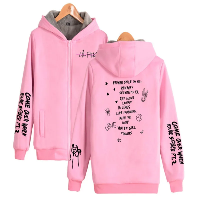 Горячая Распродажа хип-хоп Kawaii толстовки на молнии свитшоты lil peep Harajuku Kpop Женская/мужская одежда топы с принтом размера плюс 4XL