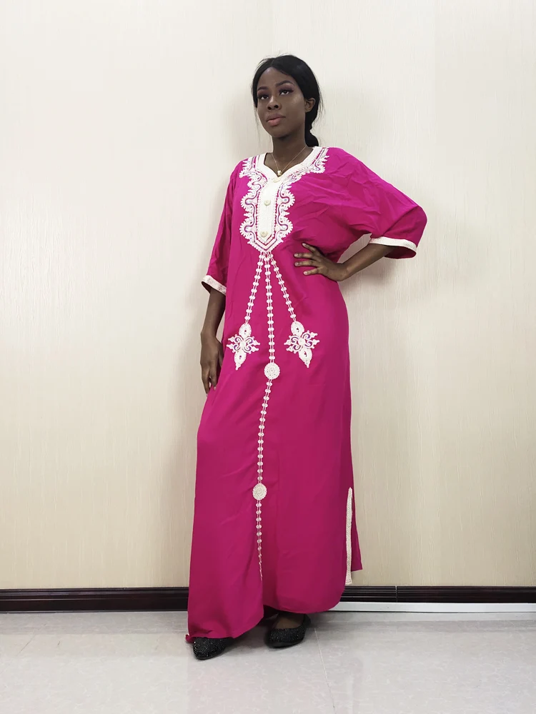 African Kwanzaa Embroidery Half-sleeved Elegant Sequin Dashiki Dress for Lady