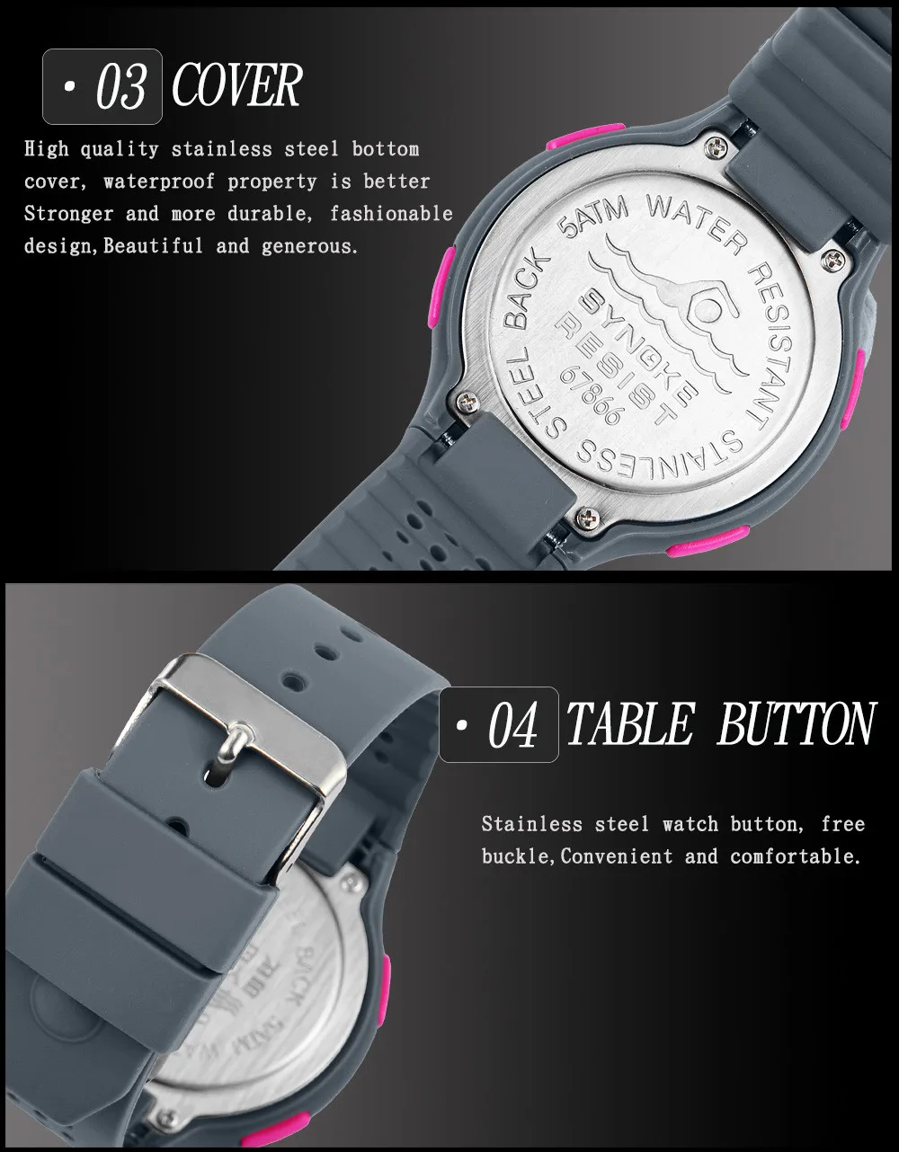 Мужские часы женские часы многофункциональные 50 м водонепроницаемые часы светодиодный цифровые часы двойного действия часы