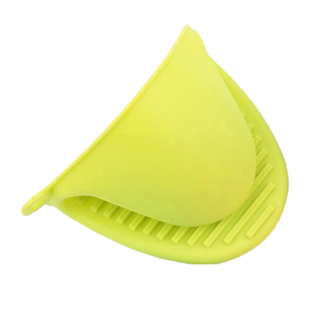 Hot 1 PC Silicone Heat Resistant Oven Glove Insulation Microwave Anti-slip Pot Bowl Clip Holder Oven Mitts Kitchen Tool 5 Colors - Цвет: Зеленый