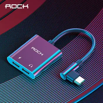 

ROCK Dual Type-C Audio Cable Adapter Type C Earphone jack Audio Splitter USB-C 60W PD Fast Charging Cable Wire for Huawei Xiaomi