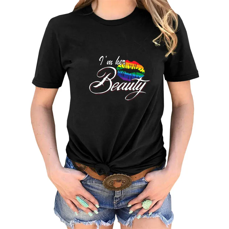 Футболка с надписью I'm Her Beast &amp Beauty черная футболка принтом Gay Pride для пары
