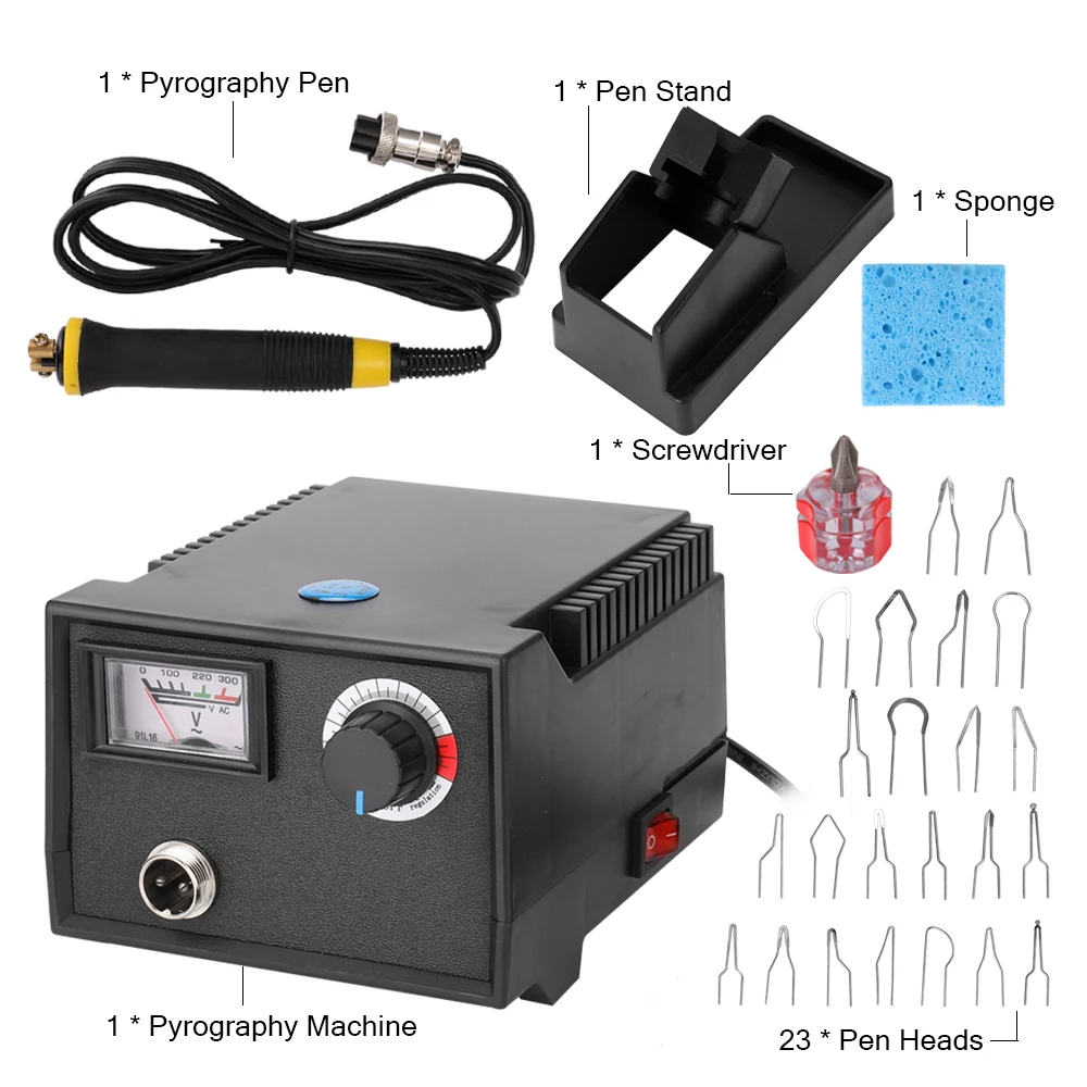 

Hot Pyrography Machine Multifunctional Digital Electric Gourd Wooden Pyrography Machine Pointer Instrument 23pcs Heating Pen Hea