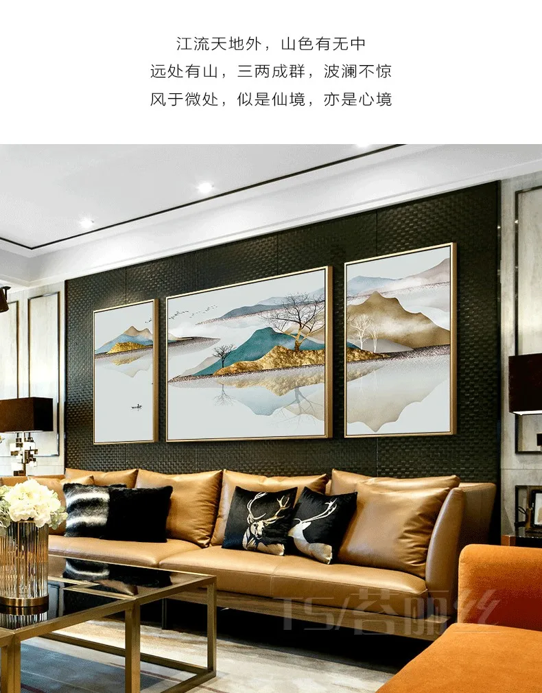 EECAMAIL Modern Light Luxury Full Diamond 5D Triptych New Living Room Bedroom Home Point Drill Cross Stitch Diamond Embroid