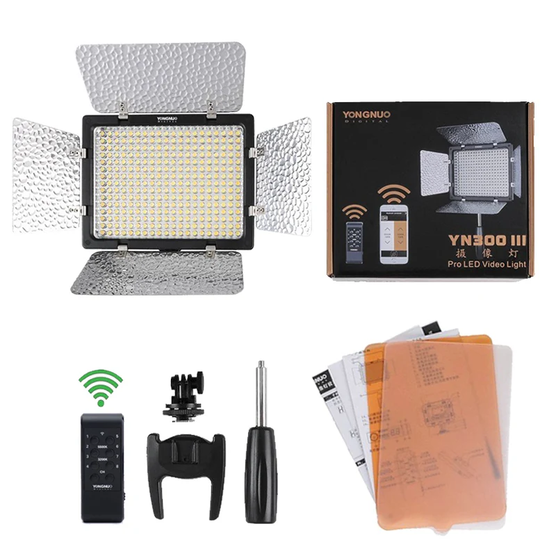 

Yongnuo YN300 III 3200K-5500K Pro LED Video Light On Camera Lighting for Wedding + NP-F550 Battery + Charger for Canon Nikon etc