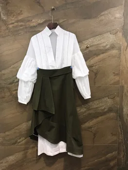 

2019 New Autumn Sexy and Elegant Two-piece Dress with Commuter Style and Outer Skirt Long Sleeve V- Neck