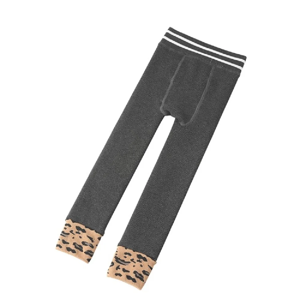 

BEY2020058Autumn Winter Kids Baby Girl Ghildren Warm Tight Leggings Velvet Elastic Waist Pants Long Trousers Leopard Decorated