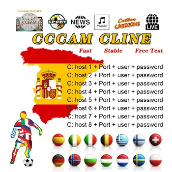 

Europe cccam cline 12 month Spanish DVB-S2 Germany Poland Portugal 6 / 7 Europe cline is gtmedia V8 satellite receiver