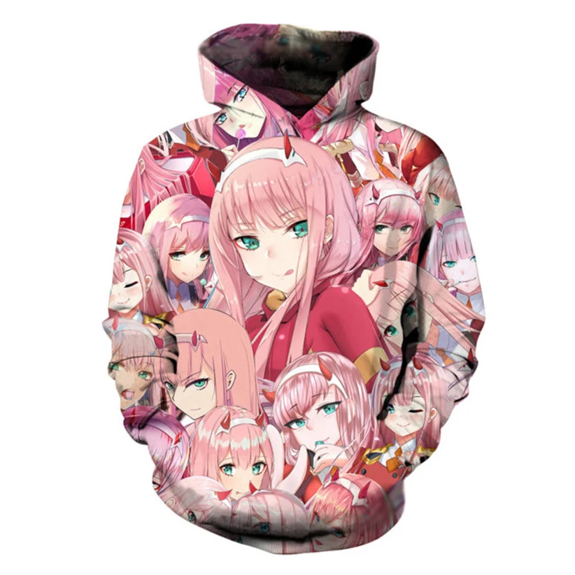 Аниме DARLING в FRANXX 02 Толстовка Для женщин и девочек, носки-тапочки для взрослых, Повседневное с длинным рукавом пуловер с капюшоном косплейная Толстовка