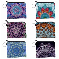 NEW Women Coin Purse Mandala Pattern Waterproof Fabric Storage Small Zipper Wallet Bag Portable Creativity Card Holder Key Case 1
