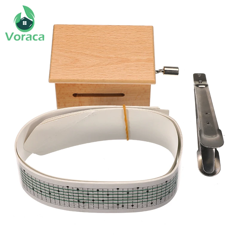 Kopen 15 Tone DIY Hand gebogen Houten Muziekdoos Met Perforator Papier Tapes Muziek Bewegingen Doos papier strip Thuis decoratie Craft
