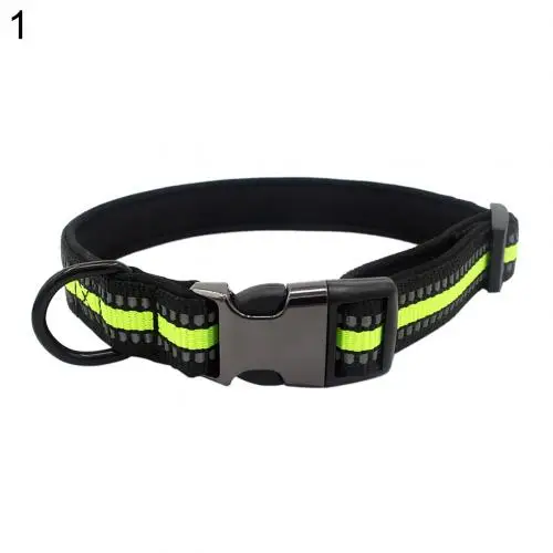 Fluorescent Green S1 Светоотражающий ошейник для питомца собаки с металлической пряжкой, безопасное ожерелье, ремешок на шею, поводок - Цвет: Fluorescent Green S1