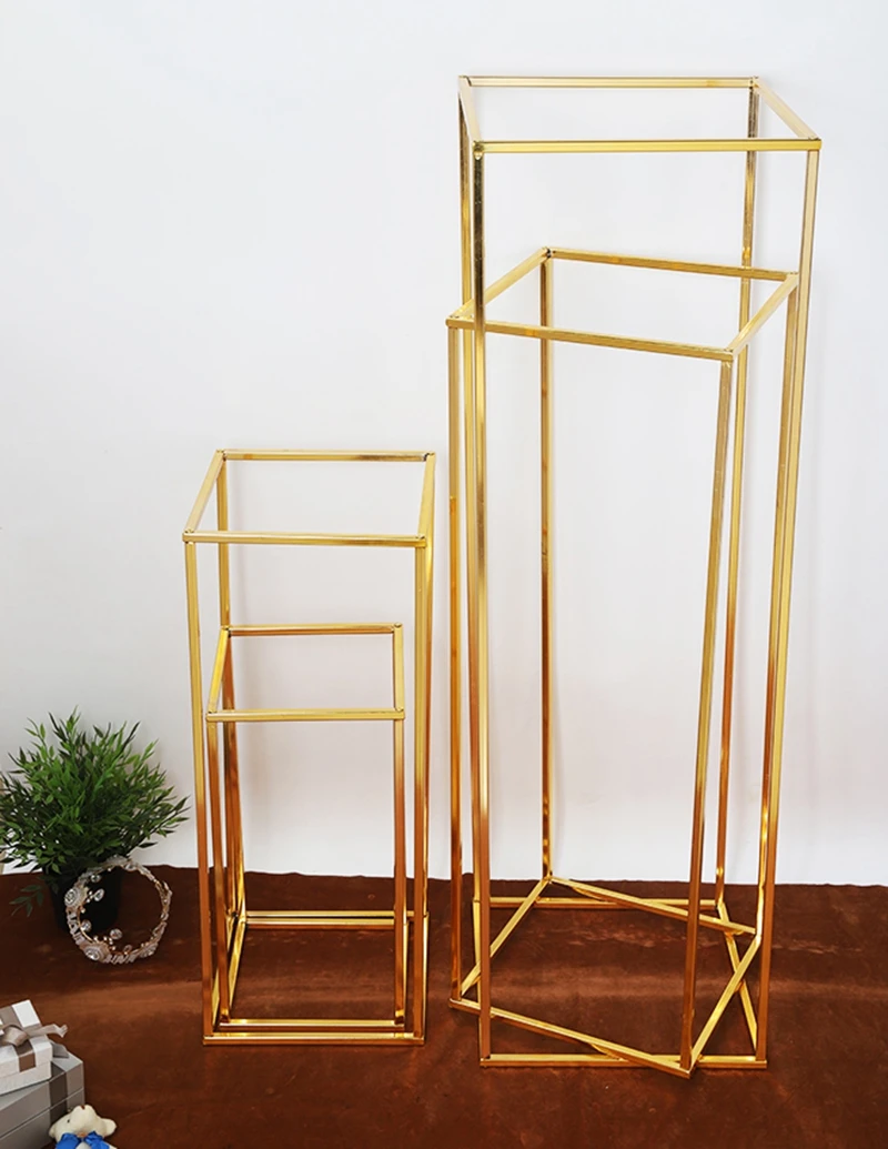 4pcs/lot Wedding Arch Gold-Plated Geometric Flower Stand Home Decoration Shiny Metal Iron Rectangle Square Frame Backdrop