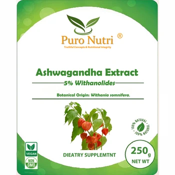 

PuroNutri Ashwagandha Extract Standardized 5% Withanolides Withania somnifera powder