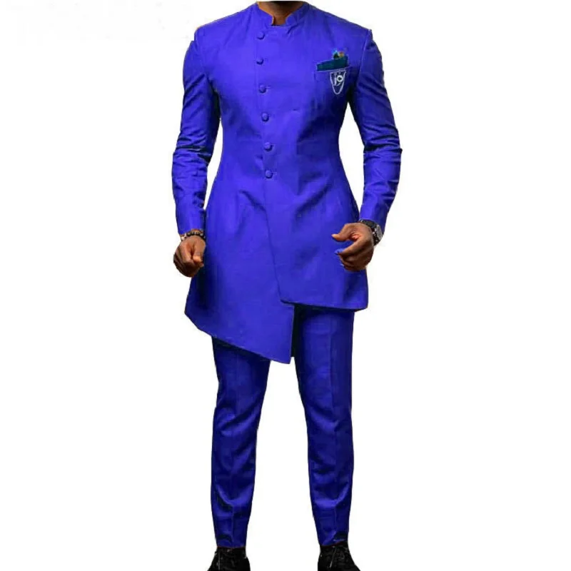African Golden Satin Slim Fit Men Suits Wedding Groom Tuxedos Bridegroom Suits Front Button Best Man Prom Blazer Jacket+Pant