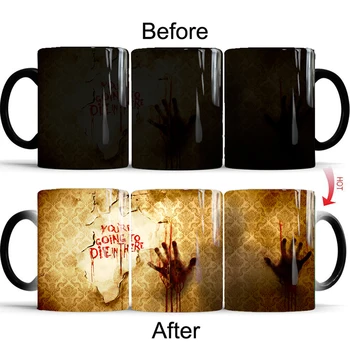 

1Pcs New The Walking Dead You Are Going To Die in Here Mug 350mL Heat Reveal Mug Changing Color Mugs Coffee Milk Magic Cup Gifts
